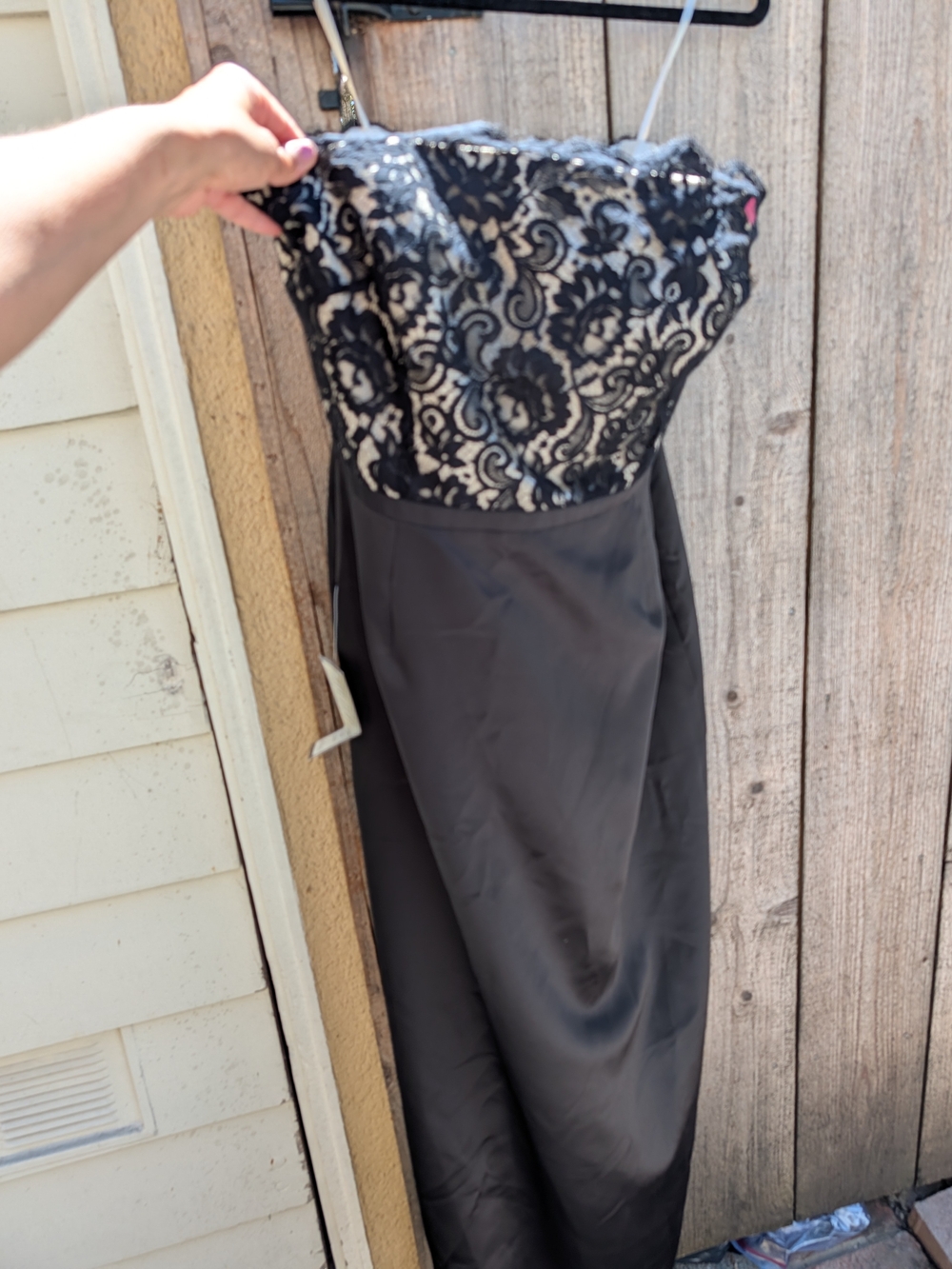 Ann Taylor Black Lace Strapless Evening Dress